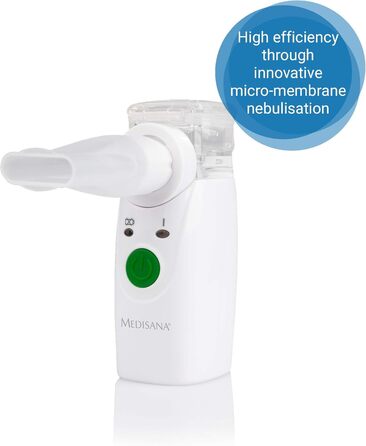 Портативний інгалятор Medisana IN 525, ультразвуковий небулайзер з мундштуком і маскою для дорослих і дітей, для лікування застуди або астми з додатковими аксесуарами, білий з ультразвуковою технологією