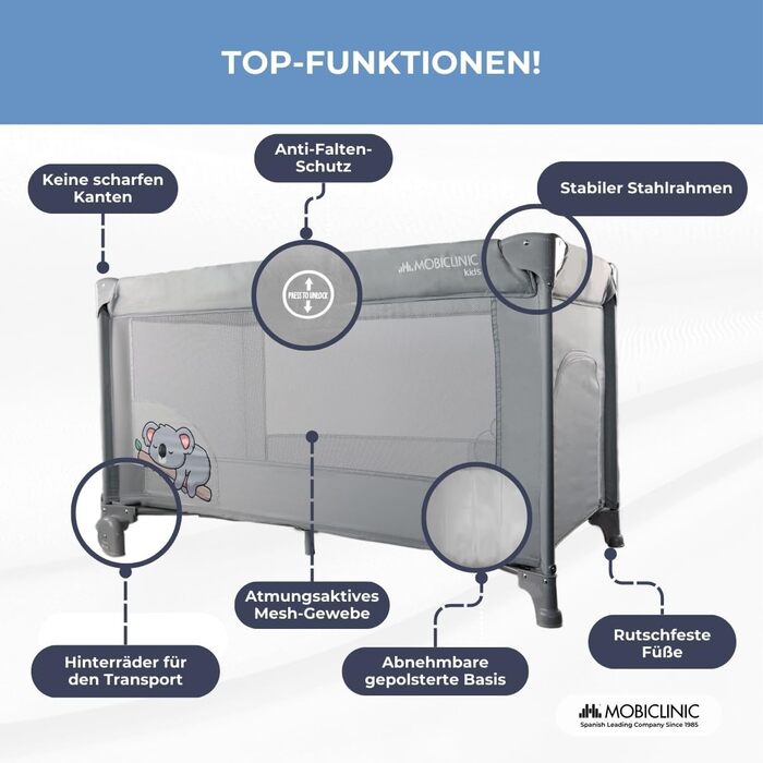 Люлька для подорожей, Автолюлька, 2 в 1, Надзвичайно компактно складається, Знімний матрацик, Mofli, до 15 кг, Дихаюча тканина, Бі