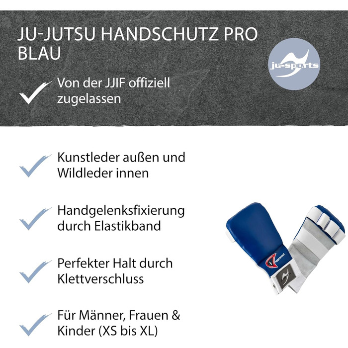 Накидки для рук бойових мистецтв Ju-Sports для джиу-джитсу червоного кольору - високоякісні, міцні накидки для змагань для дорослих та дітей із застібкою на липучці, оптимальна фіксація, розмір S, синій