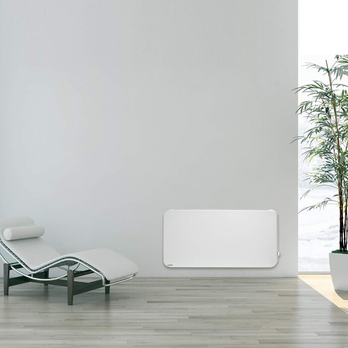 Інфрачервоний гібридний обігрівач VASNER Konvi Plus Електричний обігрівач з термостатом, 600-1200 Вт, гібридний інфрачервоний обігрівач, білий колір із закругленими кутами, настінний, 3-річна гарантія, німецька карбонова технологія (900 Вт)