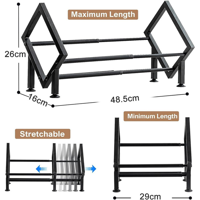 Маленька настільна книжкова полиця, міні-висувна книжкова шафа, металева настільна полиця, компактний органайзер для книг для дитячих столів, офісів, віталень (чорний)