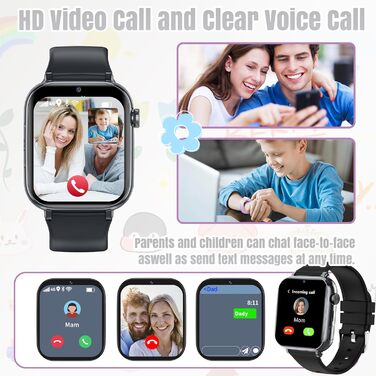 Дитячий смарт-годинник з GPS та телефоном, дитячий смарт-годинник 4G з SIM-карткою, функцією відеодзвінків, GPS-годинник, шкільний режим SOS, водонепроникні ігри, будильник, дитячий годинник-подарунок для учнів, чорний - 4G GPS відеодзвінки