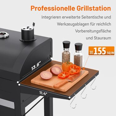 См) Вугільний Гриль - 334 кв. дюйми, Нержавіючий Візок з Двома Міцними Бічними Поличками та Хромованим Решіткою. Ідеально підходить для Саду, Гаража, Тераси, 20 (50