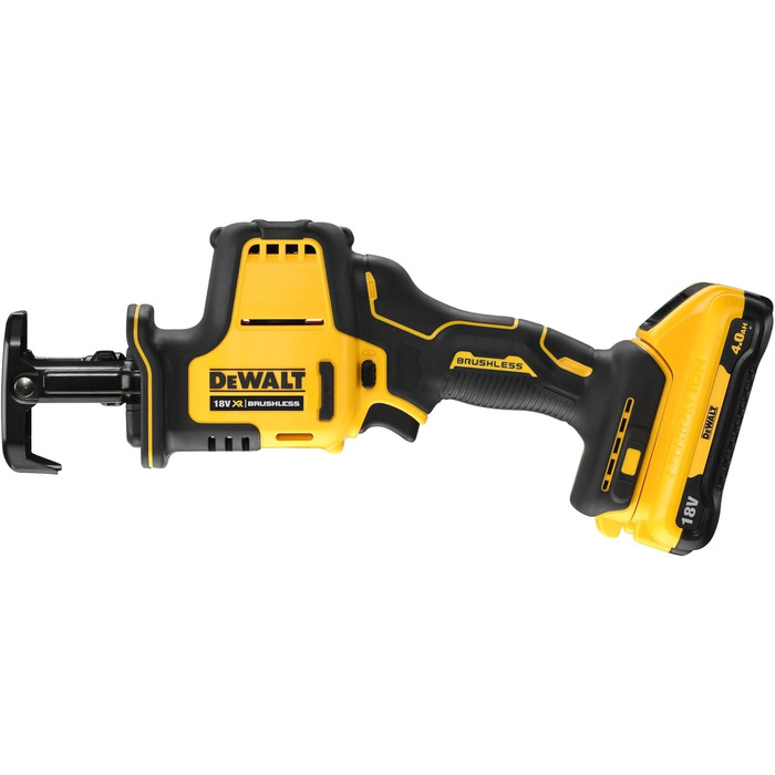 Компактна акумуляторна пила Dewalt DCS369NT (18 В, безщітковий двигун, електронне регулювання частоти обертання, заміна полотна бе