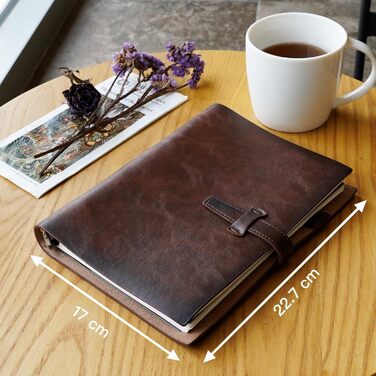 Шкіряний блокнот А5 з можливістю багаторазового поповнення, багаторазовий шкіряний щоденник, вінтажний органайзер з металевою папкою на 6 кілець, 120 сторінок, лінований папір та кишеня, для письменників, бізнесу, роботи, навчання, А5 кавово-коричневого к