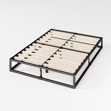 Ліжко Zinus Joseph 135 x 190 см - Висота 25 см з місцем для зберігання під ліжком - Каркас ліжка-платформи з металу з дерев&39яними тримачами для ламелей - Чорний 135x190 см Срібний