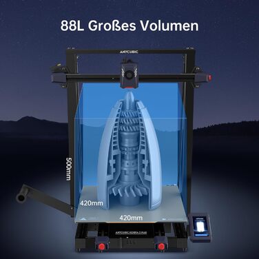 Принтер Anycubic Kobra 2 Max, високошвидкісний друк 500 мм/с, величезний розмір друку 420x420x500 мм, 3D-принтер із автоматичним в