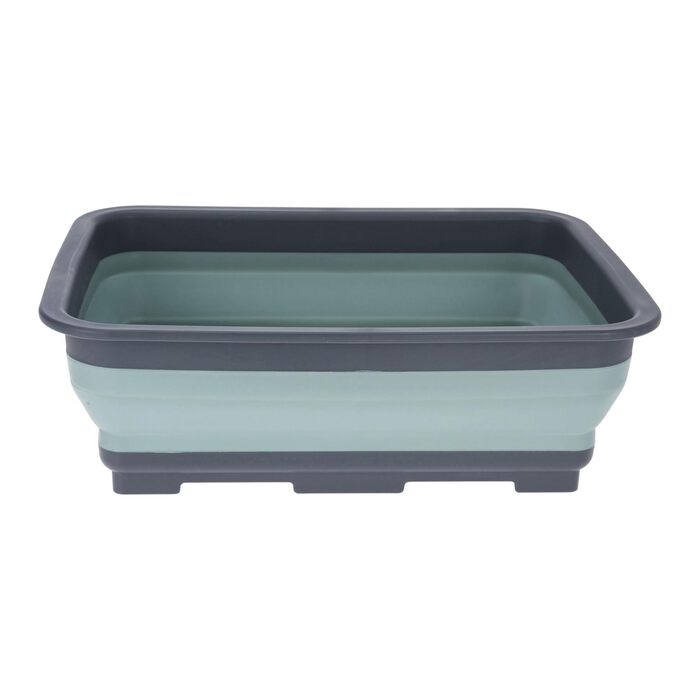 Миска для миття посуду Redcliffs 37x27x12 см 8 л Пластикова складна прямокутна - Складана миска для кемпінгу - Компактна миска - Кемпінгова миска - Сіро-зелена
