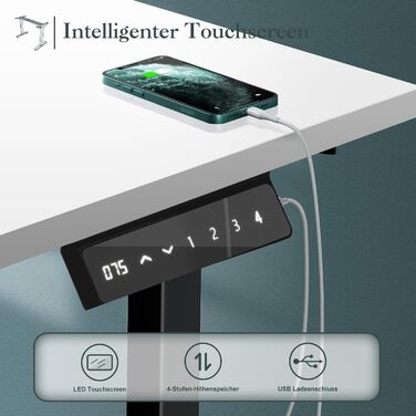 Каркас столу JUMMICO з двома двигунами та регулюванням висоти, USB-портом та кабельним лотком, каркас столу з електричним регулюванням висоти та колесами (чорний)