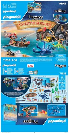 Адвент-календар PLAYMOBIL Pirate 71636, 98 деталей