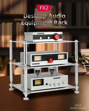 Стійка для аудіокомпонентів Hi-Fi - міцна алюмінієва рама та міцні алюмінієві колони, аудіостійка для Hi-Fi підсилювачів/ЦАП/передпідсилювачів, компактний настільний органайзер для домашніх аудіосистем