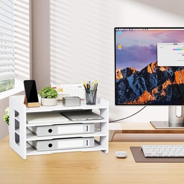 Настільний органайзер A4, лоток для листів, тримач для документів, лоток для паперу A4, органайзер для зберігання файлів, шухляда для дому, офісу, школи (білий - 4 лотки)