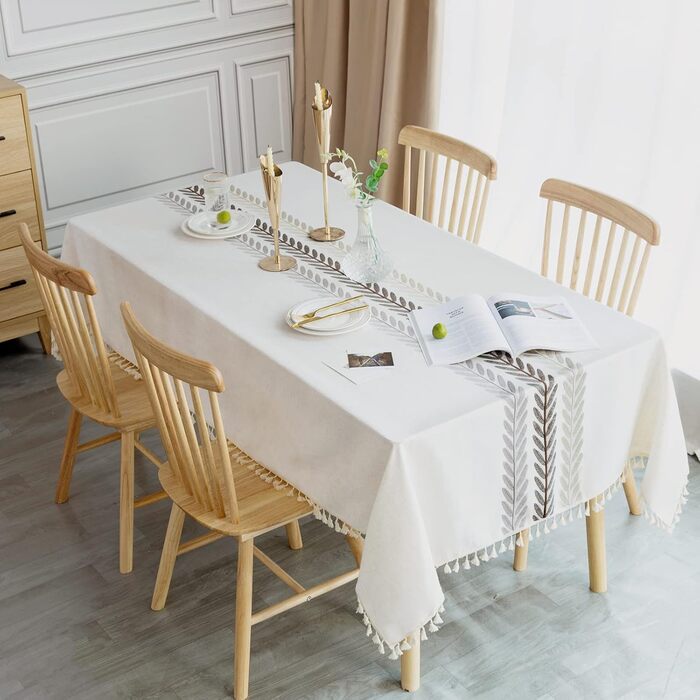 Миється Водонепроникна Скатертина Бавовняна Прямокутна Скатертина Елегантна скатертина з льону 140х180 см для домашньої кухні Обід