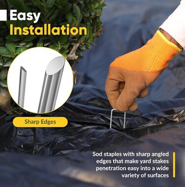 Дюймові садові ландшафтні скоби 20 шт. оцинковані SOD-штирі для газону для тканини проти бур&39янів, ґрунтопокривних, утримуючих огорож та штучного газону, 6-