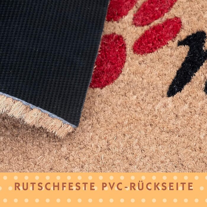 Кокосовий килимок для приміщень - Натуральний килимок для уловлювання бруду, Кокосовий килимок для вулиці для котів та собак, Водостійкий та нековзний килимок для коридорів, входів та критих приміщень, 60x40 см