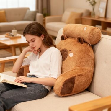 Плюшева подушка для читання у формі капібари, 59,9 см, м&39яка подушка у формі капібари для дорослих та дітей, мила плюшева подушка для спинки з підлокітниками та тваринами, м&39яка, зручна подушка для читання у формі капібари для ліжка та дивана, коричне