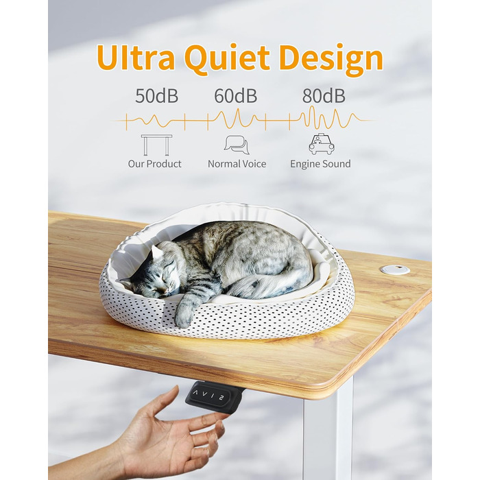 Електричний стіл CUBICUBI з регульованою висотою, 152 x 60 см, стіл для роботи стоячи зі сталевими Т-подібними ніжками, функція пам&39яті налаштувань, система запобігання зіткненням, біла рама/світло-коричнева стільниця 152 x 60 см світло-коричневого коль