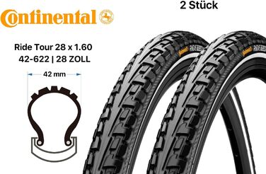Велосипедні покришки Continental Ride Tour (42-622, Чорні, Рефлекс)