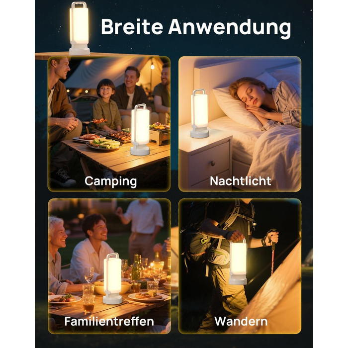 Сонячний кемпінговий ліхтар Eventek 8000 мАг, надяскравий складний світлодіодний кемпінговий ліхтар з 3 режимами та сенсорним керуванням, акумуляторний наметовий ліхтар IPX5 для відключення електроенергії, кемпінгу, походів, надзвичайних ситуацій