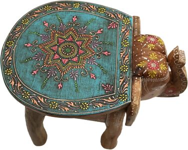 Табурет Gall&Zick Слон ручної роботи Бірюзовий дизайн мандали, дерево манго, приблизно 30 28 42 см декоративний журнальний столик/табурет кольору бірюзи