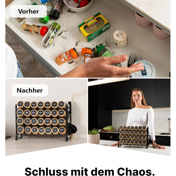 Підставка для спецій Deco haus, настінна та настінна З 28 БАНКАМИ ДЛЯ СПЕЦІЙ ТА ЕТИКЕТКАМИ - Органайзер для спецій - Органайзер для підставки для спецій - Підставка для спецій, підвісні підставки для спецій - Шафа для підставки для спецій, чорне сховище д