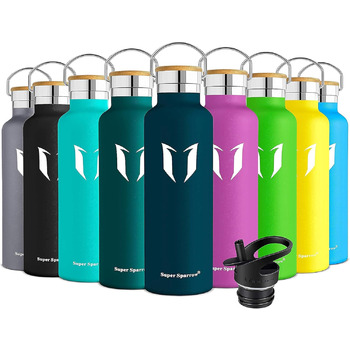 Питна пляшка Super Sparrow з нержавіючої сталі - 350 мл, 500 мл, 620 мл, 750 мл, 1л - Герметична колба-термос, пляшка для води без