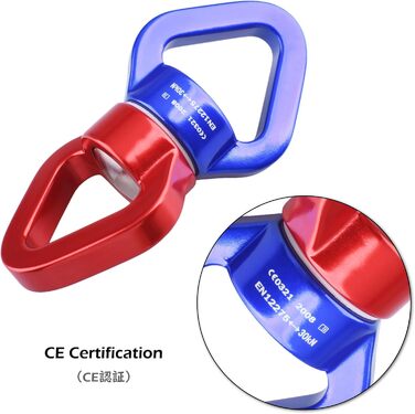 Захисне пристосування TRIWONDER 30kN 360 Rotator Switch Spinner, обертовий карабін для гамаків для скелелазіння, червоно-синій
