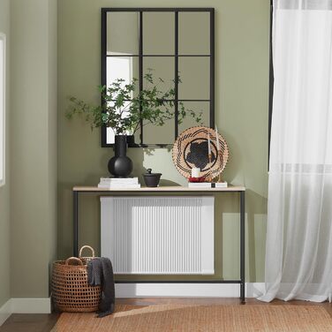 Вузький консольний столик SoBuy для коридору Консольні столики для вітальні, вінтажний металевий сервант, міцний дизайн ідеально підходить для меблів у коридорі, офісі натуральний та чорний, 120x80x20 см, FSB19-XL-Z Світлий натуральний та чорний 1208020 с