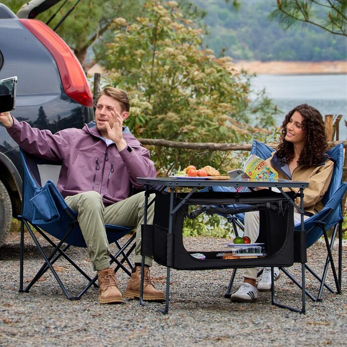 Портальний розкладний кемпінговий стіл з місцем для зберігання, розкладний обідній стіл, міні-садовий стіл, надлегкий для кемпінгу, використання на вулиці, балкону, саду