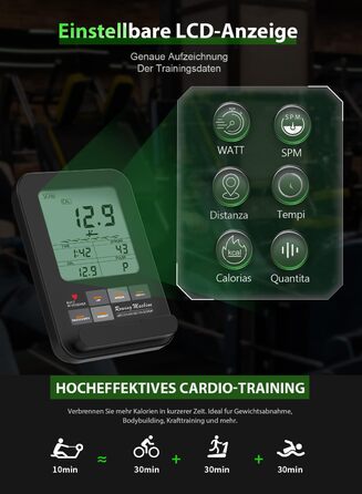 Водний гребний тренажер Neezee для домашнього використання, складний гребний тренажер з масиву дерева з Bluetooth-дисплеєм та тримачем для планшета, максимальна вантажопідйомність 200 кг, сумісний із застосунком Kinomap Braun (з Bluetooth)