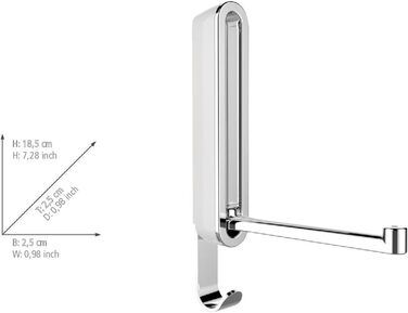Складаний гачок, складаний настінний гачок із захистом від ковзання, метал/пластик, 2,5 x 18 x 2,5 см, білий