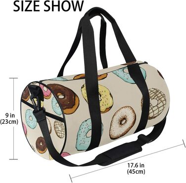 Солодкі строкаті пончики, коричнева спортивна сумка з парусини, дорожня сумка, сумка на вихідні, сумка для чоловіків та жінок, для спорту та подорожей