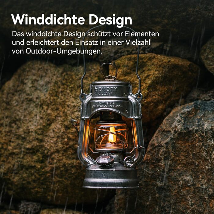 Ретро-ліхтар Thousand Winds Storm, гасова лампа для вулиці (версія Storm), гасовий ліхтар Memory для використання на свіжому повітрі, кемпінгу, походів, патіо, пікніка - вітрозахисний, з ручкою для перенесення, ретро-срібло TW6011 ретро-срібло