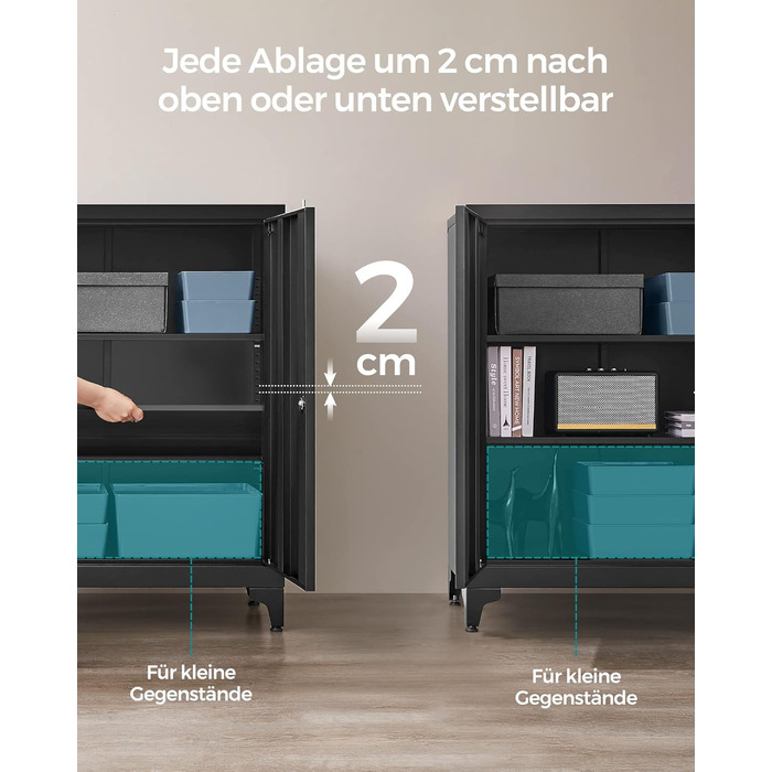 Шафа для документів, Багатоцільова шафа, Офічна шафа з 2 дверима, Шафа, що замикається, Сталева шафа для зберігання, Для кабінету, Вітальня, Матовий чорний OMC013B01 80W см Матовий чорний