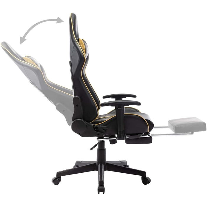 Ігрове крісло з підставкою для ніг, офісне крісло, ігрове крісло, обертове крісло, письмове крісло, чорно-золота штучна шкіра