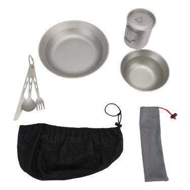 Набір столових приборів для кемпінгу, портативний посуд, багаторазова тарілка, миска, чашка, ніж, виделка, ложка, легкий посуд для подорожей на природі, ідеально підходить для пікніків та походів