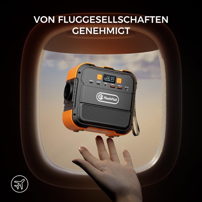 Портативна електростанція Flashfish 98 Втгод, сонячний генератор потужністю 120 Вт з акумулятором 230 В змінного/постійного струму/USB/світлодіодним живленням, мобільний генератор для подорожей, кемпінгу, відключення електроенергії вдома.