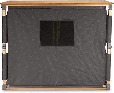 Кемпінгова шафа Zempire Design XXL з натуральним та стійким до атмосферних впливів бамбуковим верхом, повністю складна та надзвичайно міцна, 4 великі відділення для зберігання