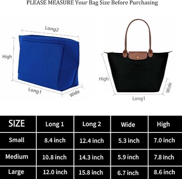 Фетровий органайзер для сумочки Longchamp Le Pliage S (маленький, синій) Small Blue