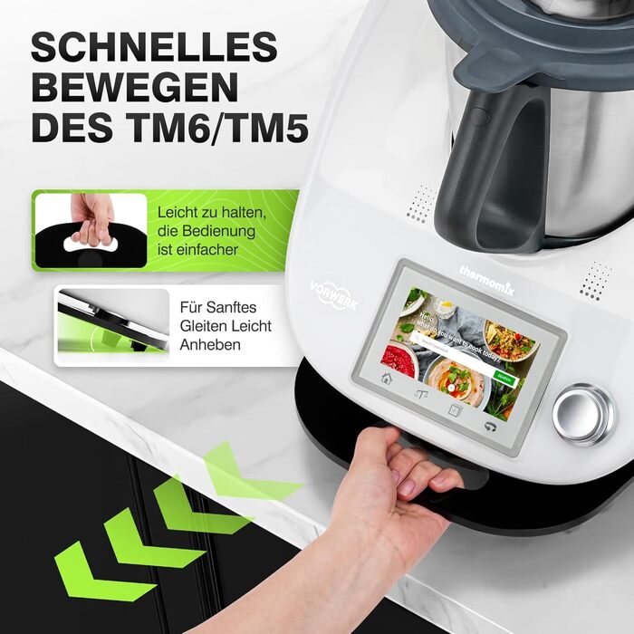 Розсувна дошка акрилова для Thermomix TM6 TM5, Переміщення без зусиль, Розсувна дошка Thermomix з ручкою для кухонного комбайна Thermomix Vorwerk TM5 TM6 Аксесуари Pad Board, глянцевий чорний