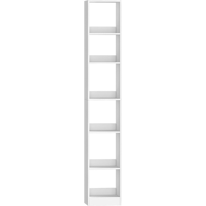 Книжкова полиця Hzuaneri, 6-ярусна книжкова шафа, кубічна полиця, сучасна відкрита дерев&39яна полиця, полиці для зберігання та демонстрації для вітальні, домашнього офісу, спальні, біла BC09603 шт. Білий 24 x 30 x 183 см
