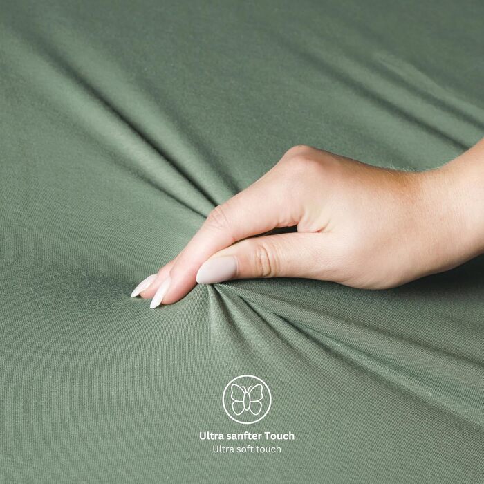 Простирадло на резинці 180x200 см Зелене до 200x200 см - Розкішне простирадло на резинці з бавовняного трикотажу, сертифіковане Oeko-Tex - для матраців до 30 см та ліжок з пружинним блоком - Простирадло для ліжка розміру King 180 x 200 см - 210 x 220 см З