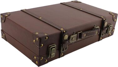 Ретро антикварна дерев&39яна валіза, декоративний футляр для багажу, міцна коробка для зберігання святкового реквізиту та фотореквізиту, матеріал коричневий, 34 x 20 x 8 см
