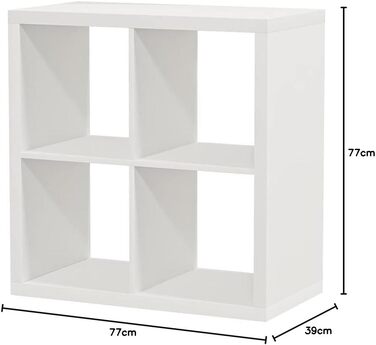 Полиця, книжкова шафа, настінна полиця, перегородка для кімнати IKEA Kallax білого кольору (77 x 77 см)