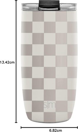 Проста сучасна термокружка з кавовою кружкою та кришкою, що відкидається Ізольована кавова кружка з нержавіючої сталі Подарунки для жінок та чоловіків Voyager 470 мл Checkmate 470 мл Візерунок Checkmate