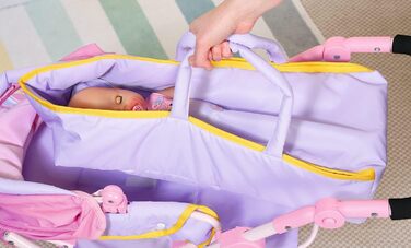 Коляска для ляльок BABY born Deluxe Pram з регульованою висотою ручки та пеленальною сумкою, лялькові аксесуари для ляльок майже б