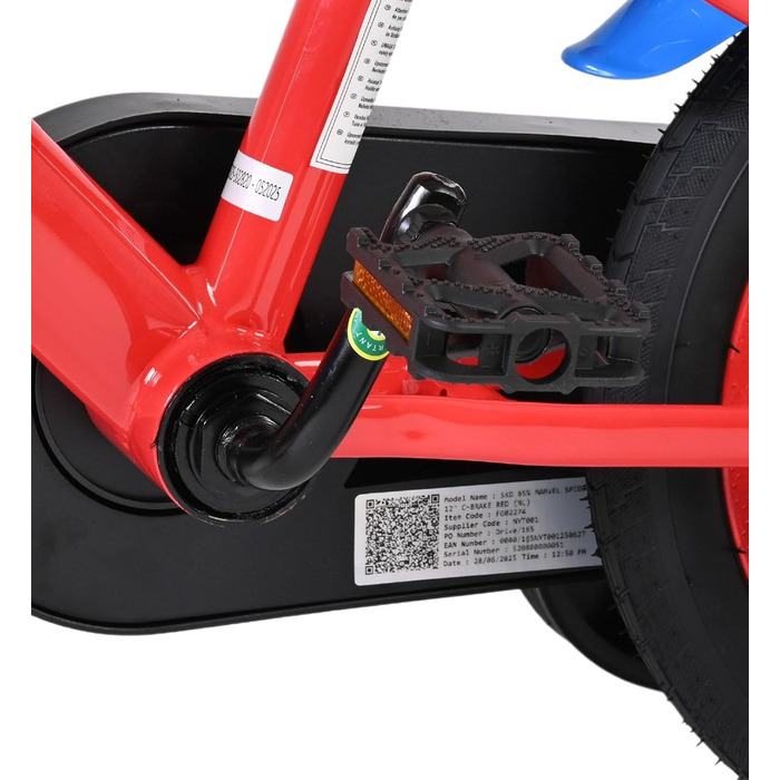 Дитячий велосипед Volare 12, 14, 16 для дівчаток та хлопчиків 36 років Офіційно ліцензований з дизайном персонажа З додатковими колесами, ножним та ручним гальмами, регульоване сидіння та легка збірка Spider-Man 12