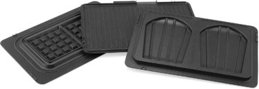 Принцеса 112536 Мультигриль 4-в-1, сендвіч, контакт, настільний гриль і вафельниця, змінні пластини, нержавіюча сталь, з антипригарним покриттям, чорний/сріблястий, контактний гриль 4-в-1 1500 Вт