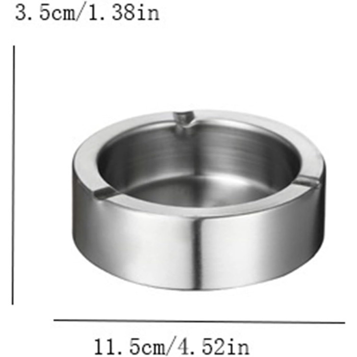 Попільничка Потовщена попільничка з нержавіючої сталі металева попільничка, домашня вітальня, спальня, попільничка, антикварна прикраса, інтернет-бар готелю, сигарета, попільничка для сигар попільничка для вулиці (Col 11.5cm Silver