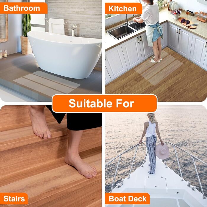 Килимки для сходів Spurtar 15 х 60 см Антиковзаючий килимок, 15 шт. Прозорі килимки для сходів в приміщенні протиковзка стрічка дл